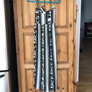 Volcom Cream & Black Maxi Dress w/ Split